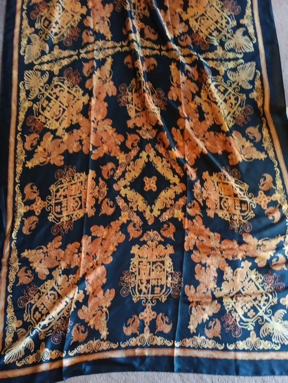 Gorgeous Gold And Black Scarf . Oversized. Renaissance. Dramatic.